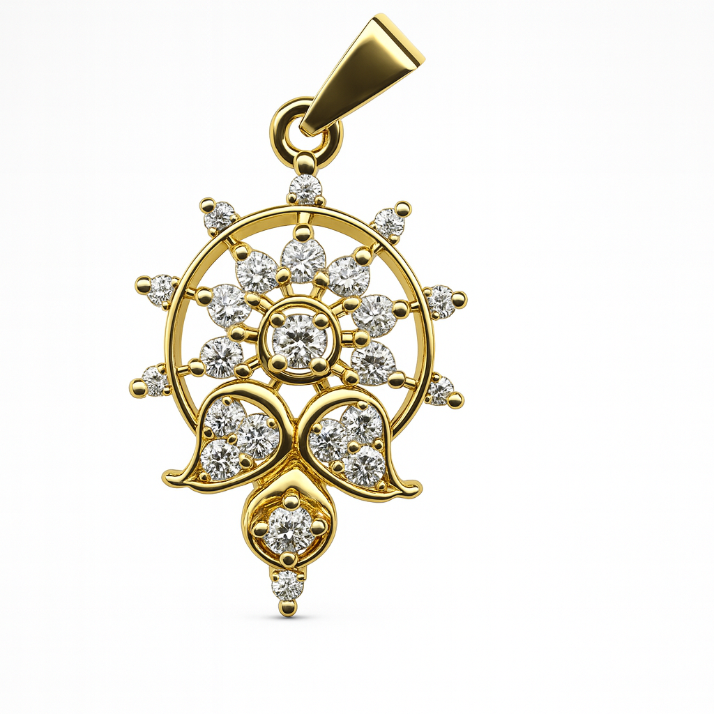 Beautiful 18 Kt Gold  Natural Diamond Pendant